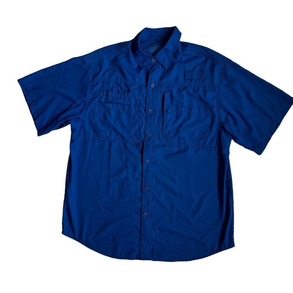 Reel Legends Fishing Shirt Blue Saltwater II Short Sleeve SZ L